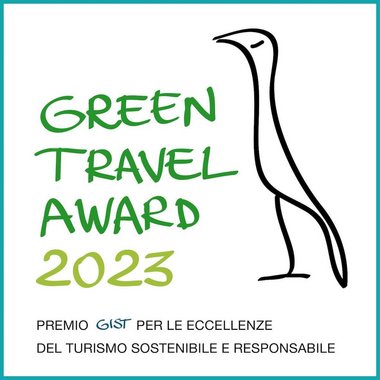 Certified quality for you Green Travel Award 2023 logo with bird and text about sustainable tourism