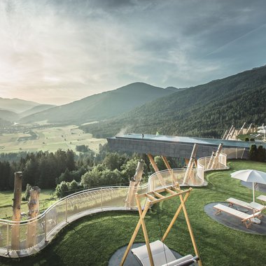 Unsere Sauna, den Kronplatz im Blickfeld Unsere Sauna, den Kronplatz im Blickfeld